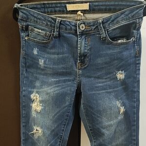 Trendy Blue Ripped Skinny Jeans